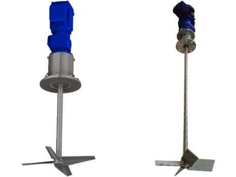 sanitary sanfoil agitator configuration - hydrofoil and pitched blade impellers