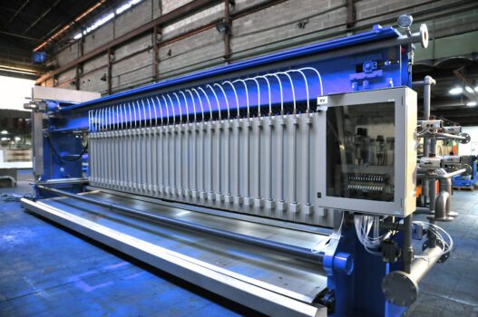 blue filter press used in various industries