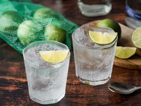 gin and vodka, vodka and gin tonic with lime